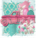 Pink Easter Truck - Dye Sub Heat Transfer Sheet