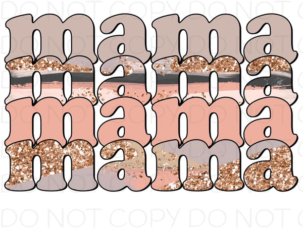 Mama Repeated Pink Glitter Transfer Sheet