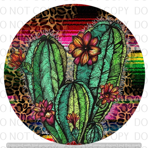 Serape Leopard Cactus - Rubber Neoprene Car Coasters