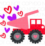 Dump Truck with Hearts - Dye Sub Heat Transfer Sheet