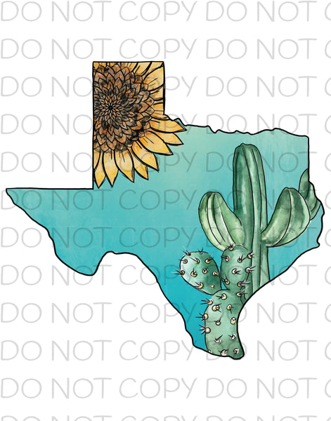 Texas cactus sunflower state - HTV Transfer