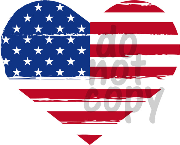 Distressed American Flag Heart - Dye Sub Heat Transfer Sheet