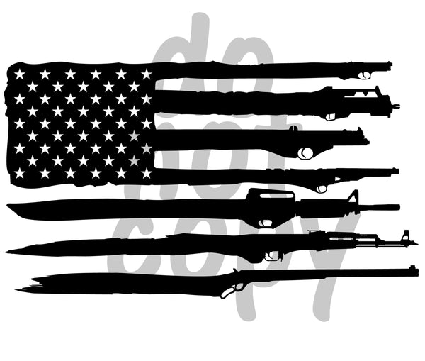 Gun Flag Black - Dye Sub Heat Transfer Sheet