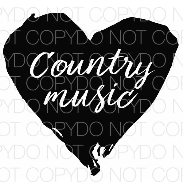Country Music Heart (Black) - Dye Sub Heat Transfer Sheet