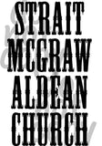Strait McGraw Aldean Church - Dye Sub Heat Transfer Sheet