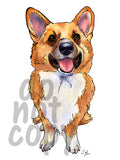 Corgi Watercolor Dog - Dye Sub Heat Transfer Sheet