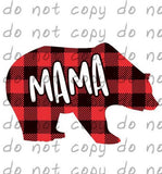 Buffalo Plaid Bear Mama - Dye Sub Heat Transfer Sheet