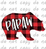 Buffalo Plaid Bear Papaw - Dye Sub Heat Transfer Sheet