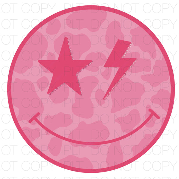 Pink Cow Print Face Transfer Sheet