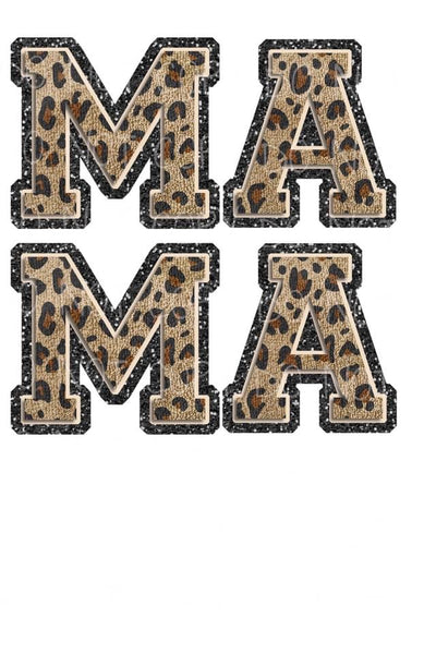 Mama Stacked Leopard Patch Letters Transfer Sheet