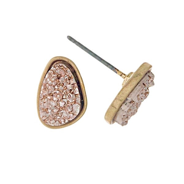 Earrings-Faux Druzy Stone