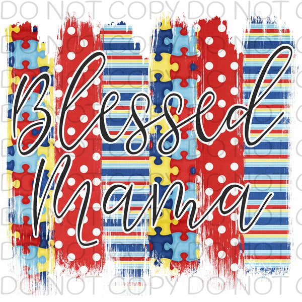 Blessed Mama autism brushstroke - Dye Sub Heat Transfer Sheet