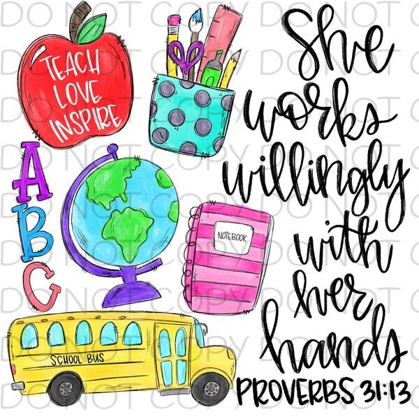 She Works Willingly With Her Hands Teacher Transfer Sheet