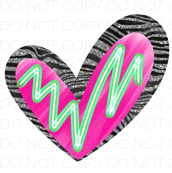 Silver Zebra Heart - HTV Transfer