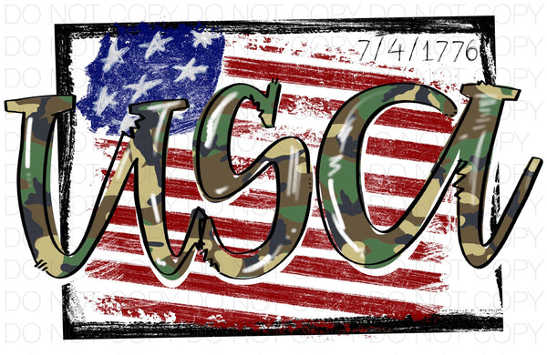 Flag with USA camo - HTV Transfer