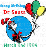 Happy Birthday Dr Seuss - Dye Sub Heat Transfer Sheet