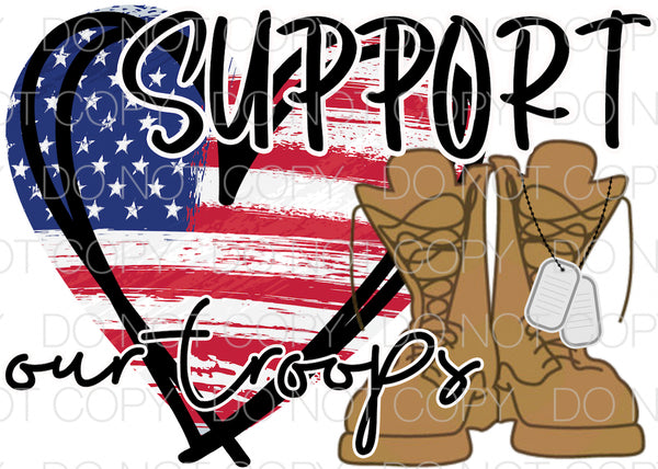 Support our troops heart boots Transfer Sheet
