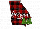 Georgia Buffalo Plaid Trees - Dye Sub Heat Transfer Sheet