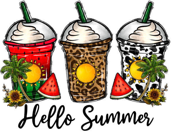 Hello Summer Cups Transfer Sheet