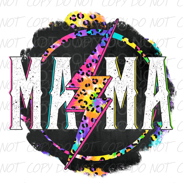 Mama Colorful Leopard Lightning Bolt Transfer Sheet