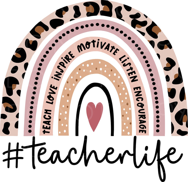 Teacher Life Rainbow Transfer Sheet