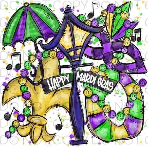 Happy Mardi Gras Transfer Sheet