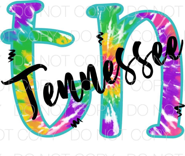 Tie Dye Tennessee TN Transfer Sheet