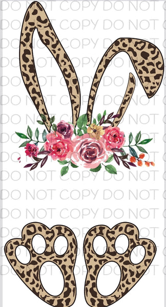 Leopard Bunny with monogram area - HTV Transfer