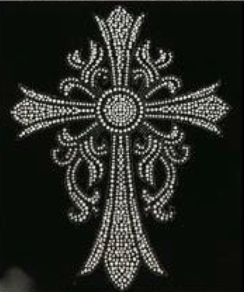 Cross 9.46"x12.1" Rhinestone Iron On Transfer
