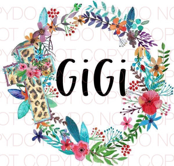 GiGi Floral and cross frame - Dye Sub Heat Transfer Sheet