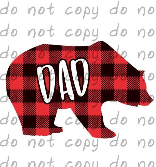 Buffalo Plaid Bear Dad - Dye Sub Heat Transfer Sheet