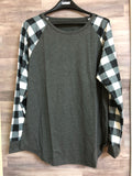 Buffalo Plaid Raglan-Dark Gray