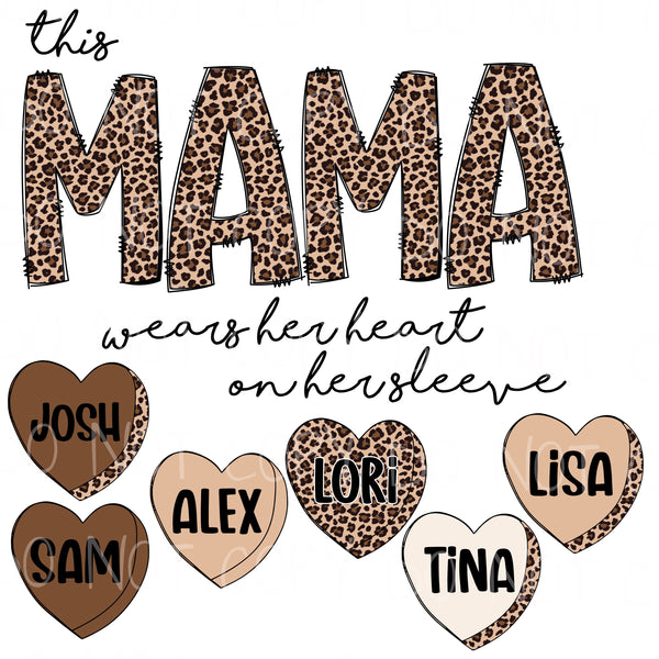 This Mama Wears Her Heart on Her Sleeve Leopard Transfer Sheet