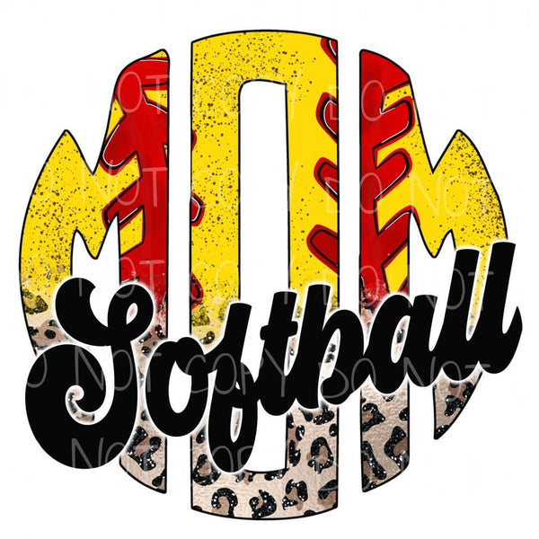 Softball Mom Monogram Transfer Sheet