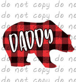 Buffalo Plaid Bear Daddy - Dye Sub Heat Transfer Sheet