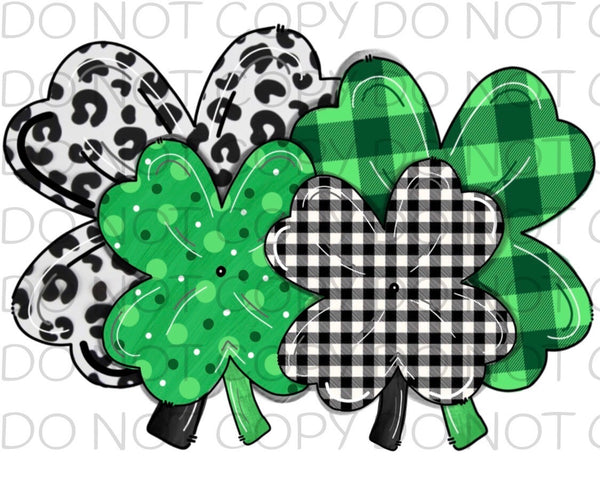 Shamrocks Four Leaf Clovers - HTV Transfer