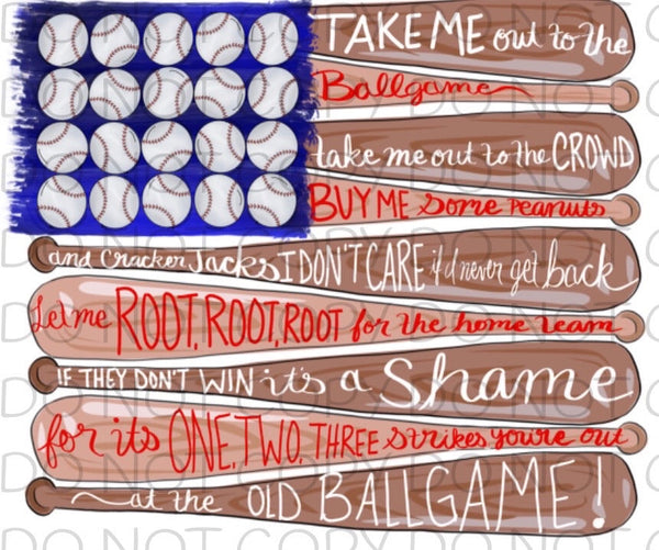 Take Me Out To The Ballgame Baseball Transfer Sheet
