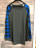 Buffalo Plaid Raglan-Dark Gray