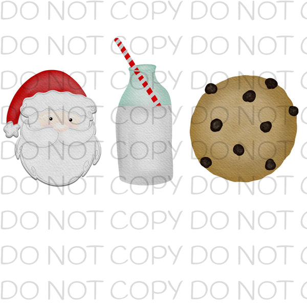 Christmas Santa Milk and Cookies Trio Transfer Sheet
