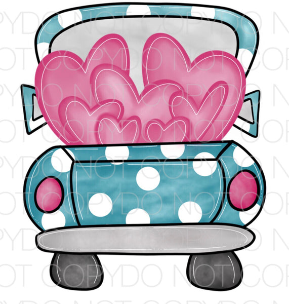 Polka Dot Valentine Truck - Dye Sub Heat Transfer Sheet