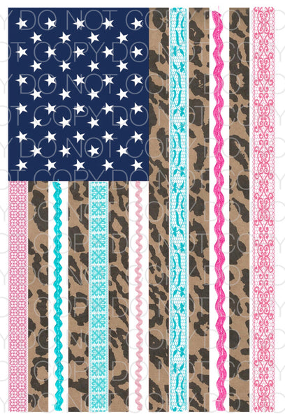 Lace and Leopard Flag Pink - Dye Sub Heat Transfer Sheet