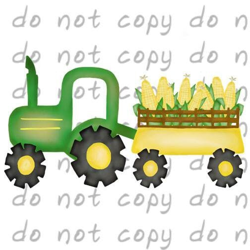 Green Tractor with Corn - Dye Sub Heat Transfer Sheet
