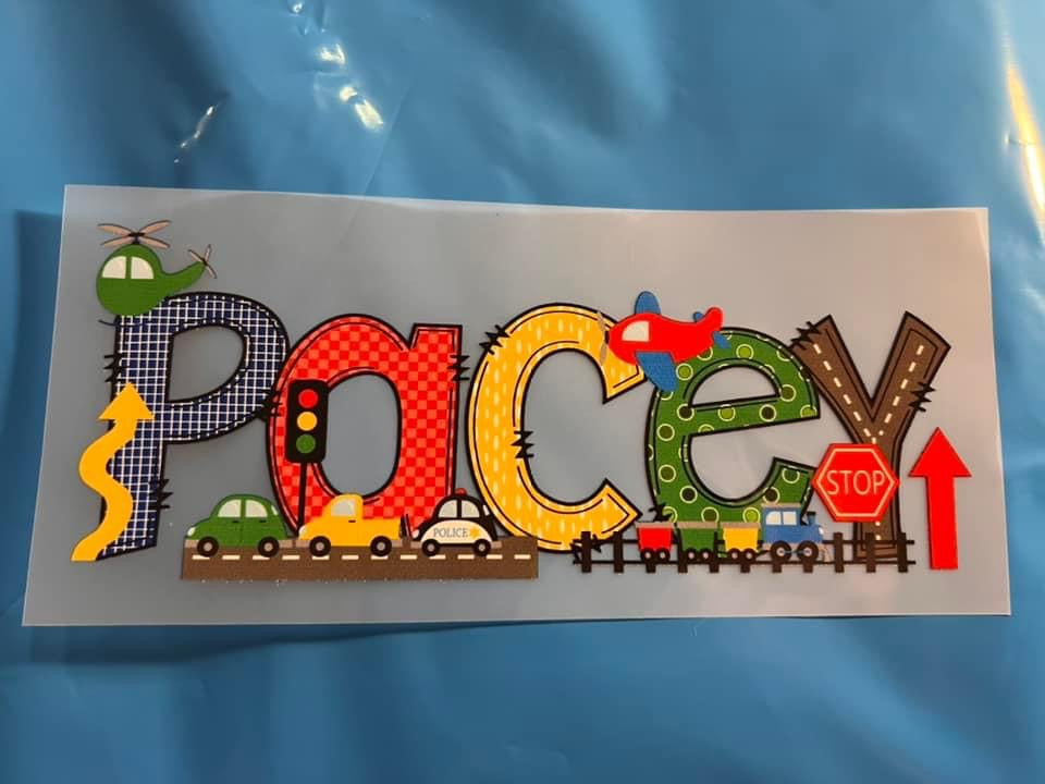 Custom Vehicle Name Transfer Sheet Pretty Lil Things PLT Wholesale