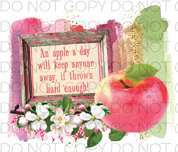 An apple a day will keep anyone away if throw hard enough Transfer Sheet