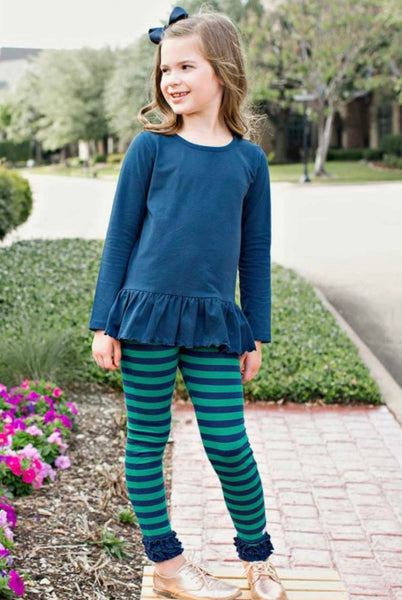 Ruffle Butts Navy Peplum Tee