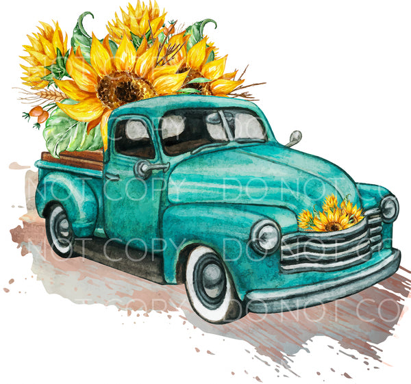 Truck with Sunflowers Transfer Sheet