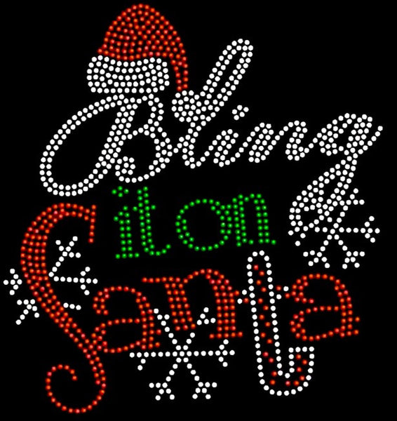 Bling It On Santa 8.37"x9.05" Rhinestone Iron On Transfer