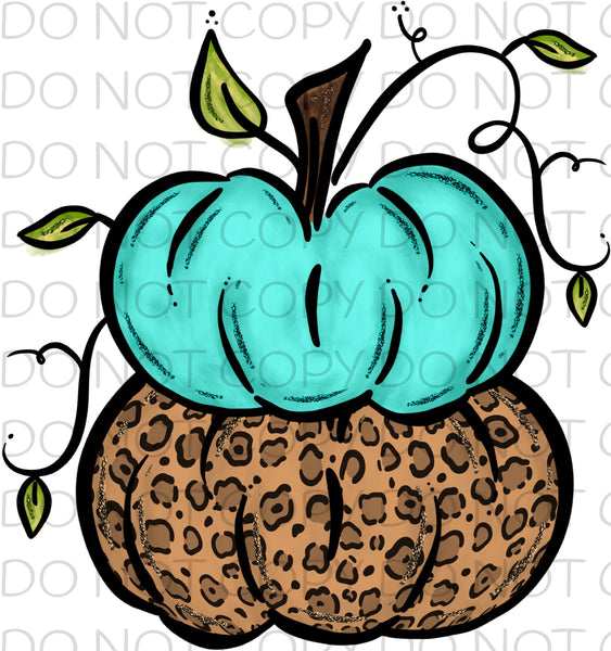 Stacked leopard and teal pumpkins - Dye Sub Heat Transfer Sheet