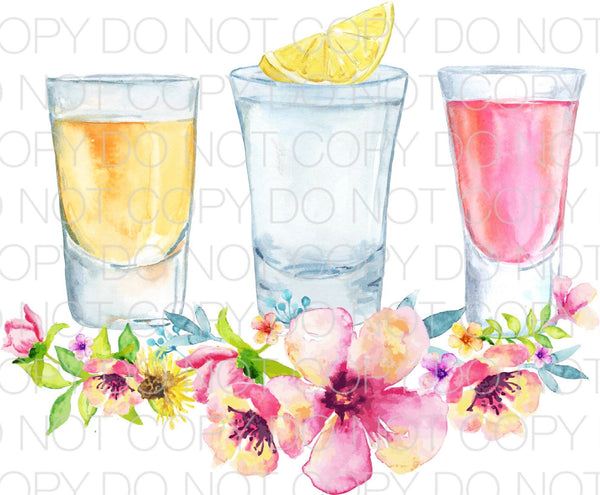 Shot Glasses Floral - HTV Transfer