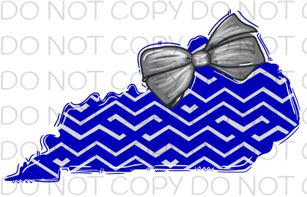 Blue Kentucky with gray bow - HTV Transfer